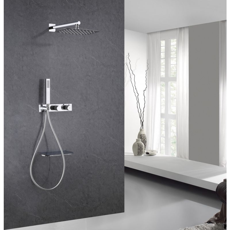 Душевая система ABBER Rund AF8750 скрытого монтажа с изливом, термостат, хром