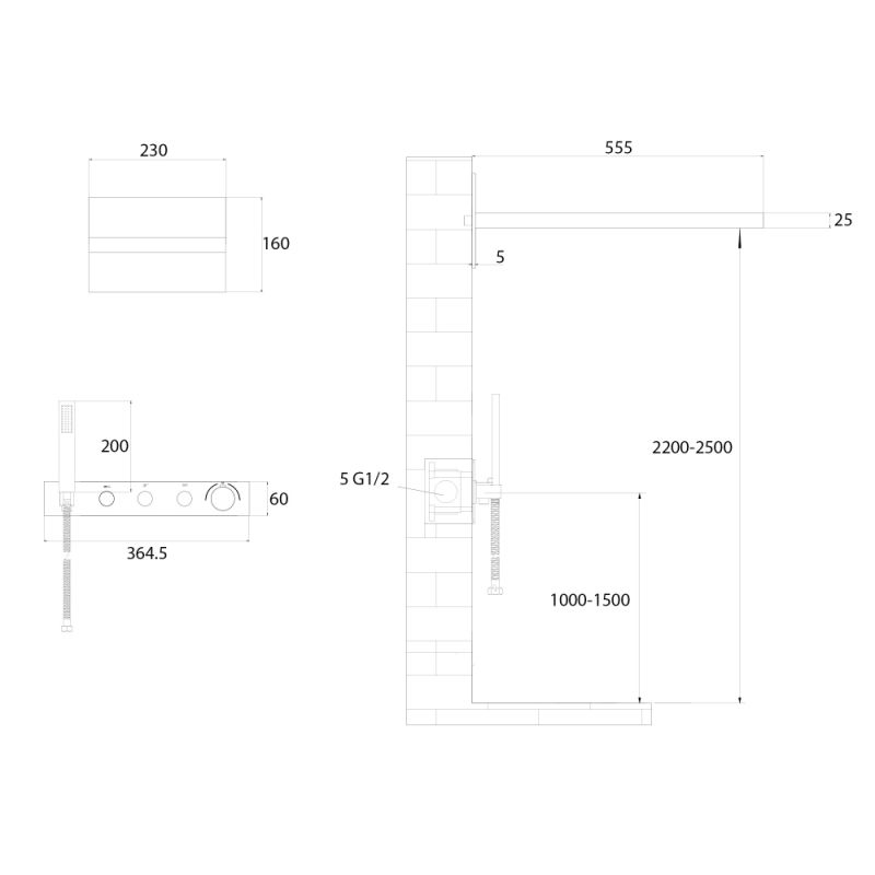 Душевая система ABBER Rund AF8752B скрытого монтажа без излива, термостат, черная матовая