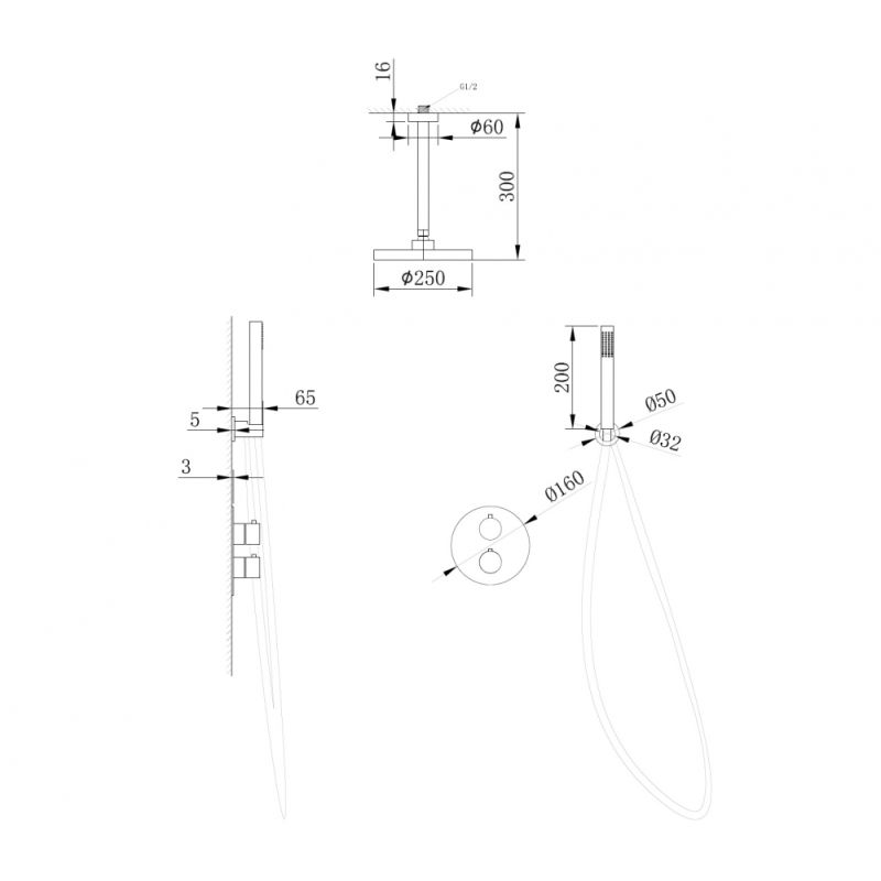 Душевая система ABBER Wasser Kreis AF8121RG скрытого монтажа без излива, розовое золото
