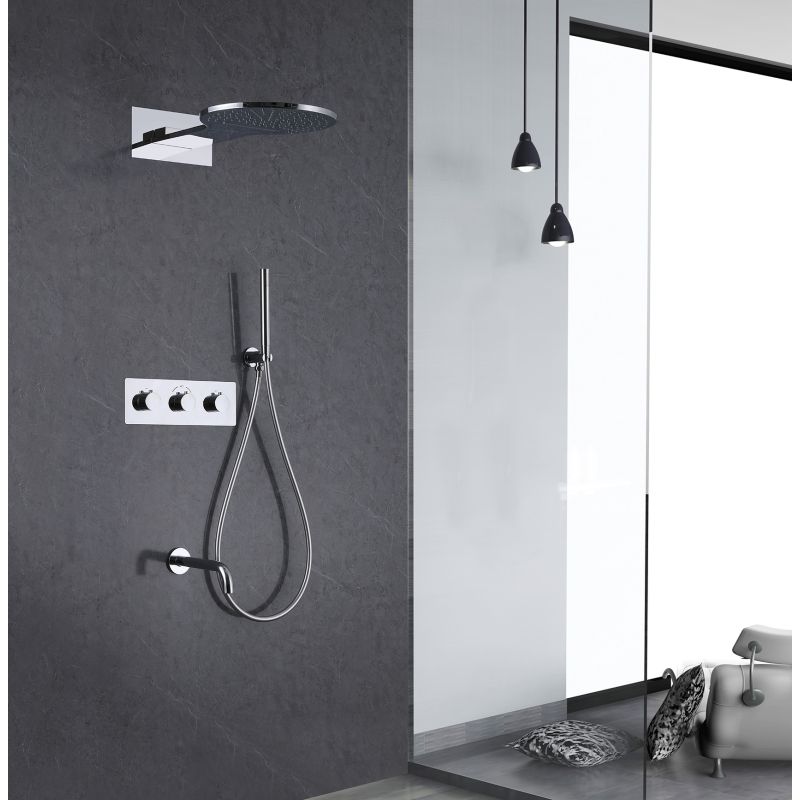 Душевая система ABBER Wasser Kreis AF8150 скрытого монтажа с изливом, термостат, хром