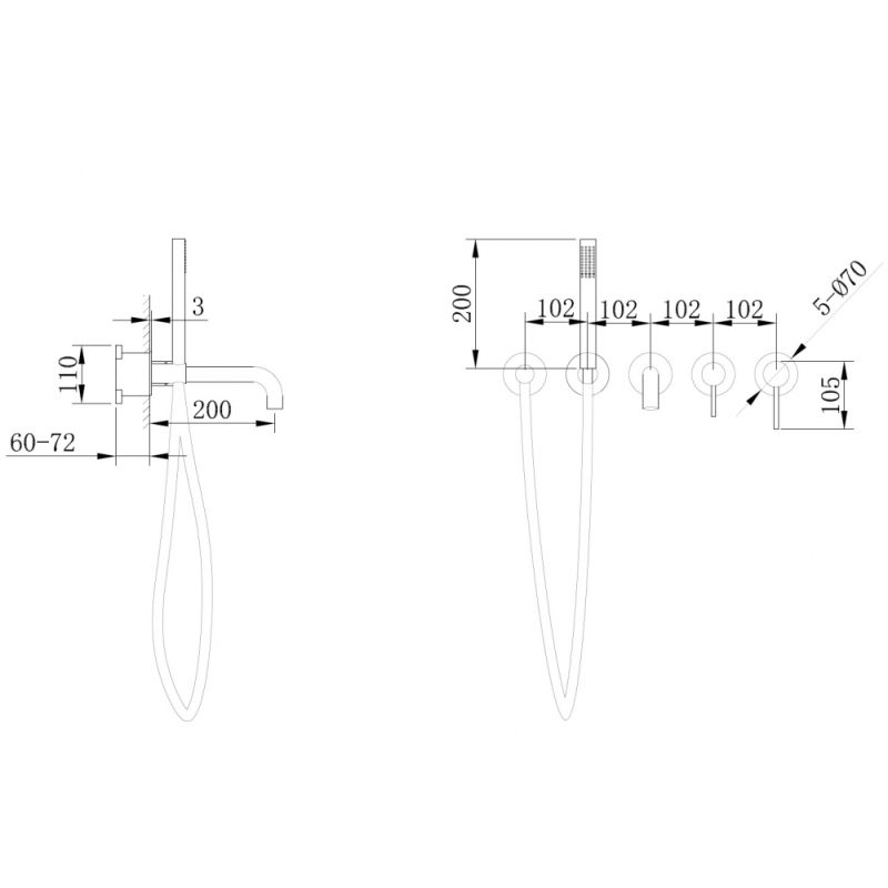 Смеситель ABBER Wasser Kreis AF8130MRG для ванны скрытого монтажа, розовое золото матовое