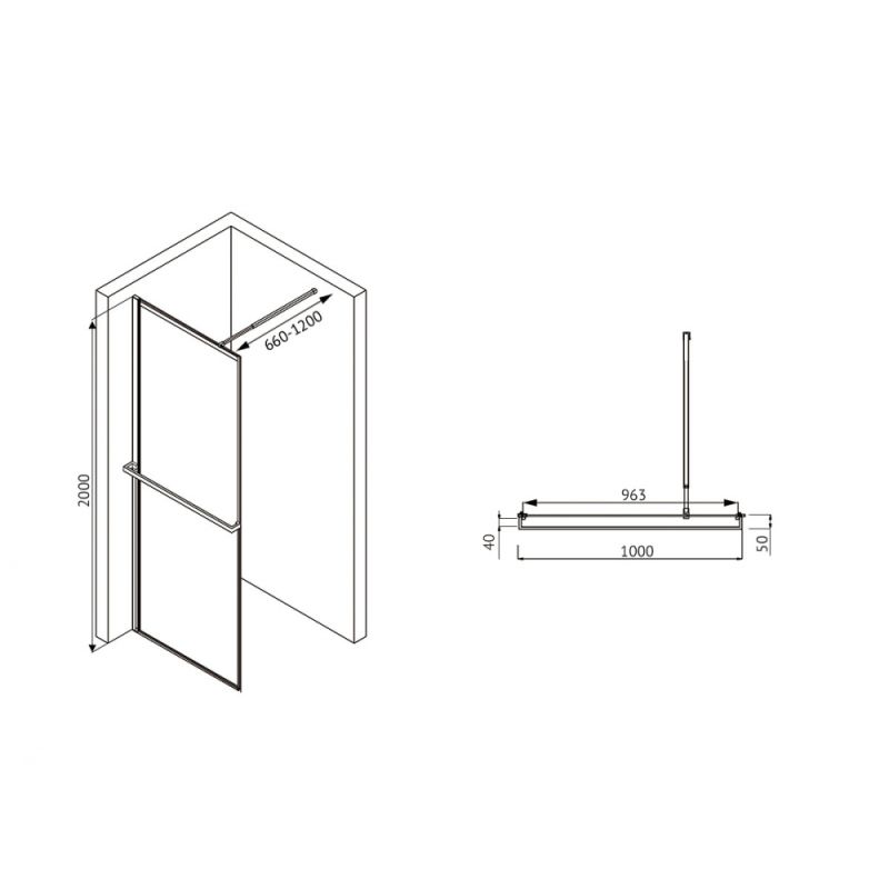Душевая перегородка ABBER Immer Offen AG60100B8