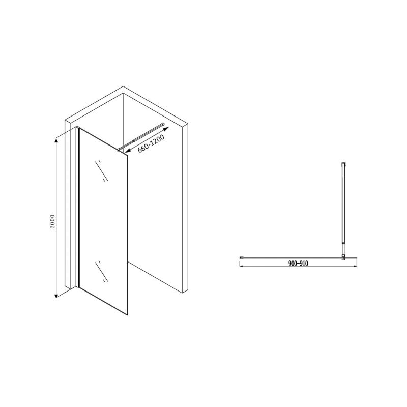 Душевая перегородка ABBER Immer Offen AG61090B