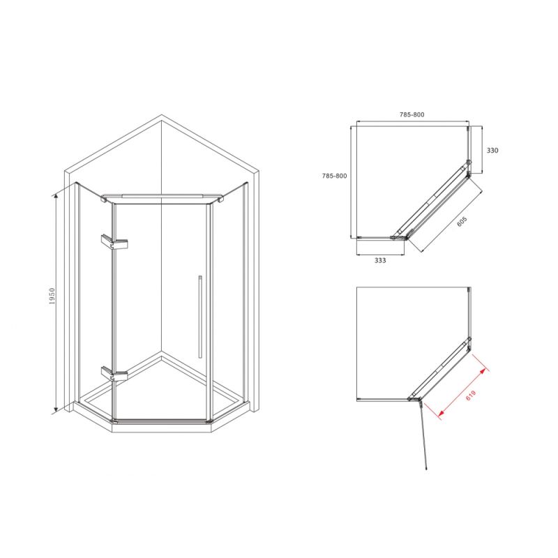 Душевой уголок ABBER Ewiges Wasser AG05080M
