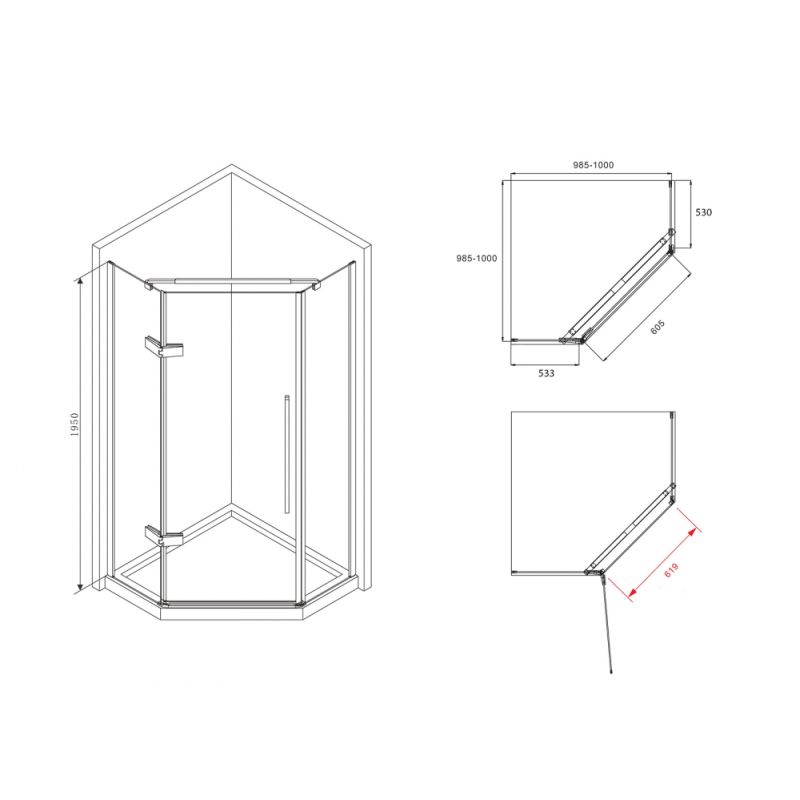 Душевой уголок ABBER Ewiges Wasser AG05100M