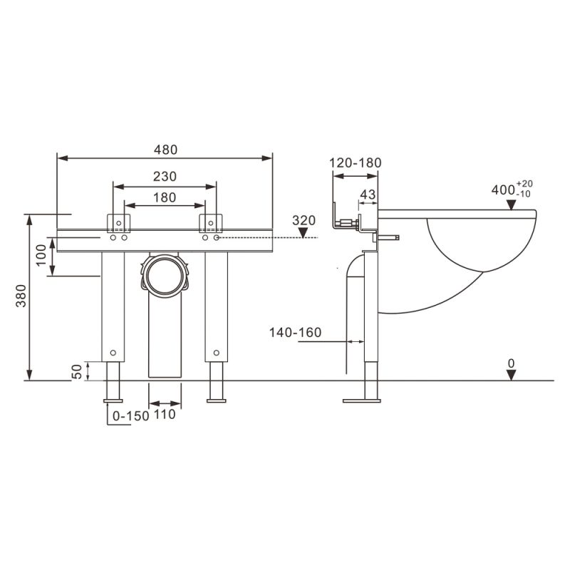 Инсталляция ABBER AC0102P для подвесного биде и унитаза с импульсным смывом