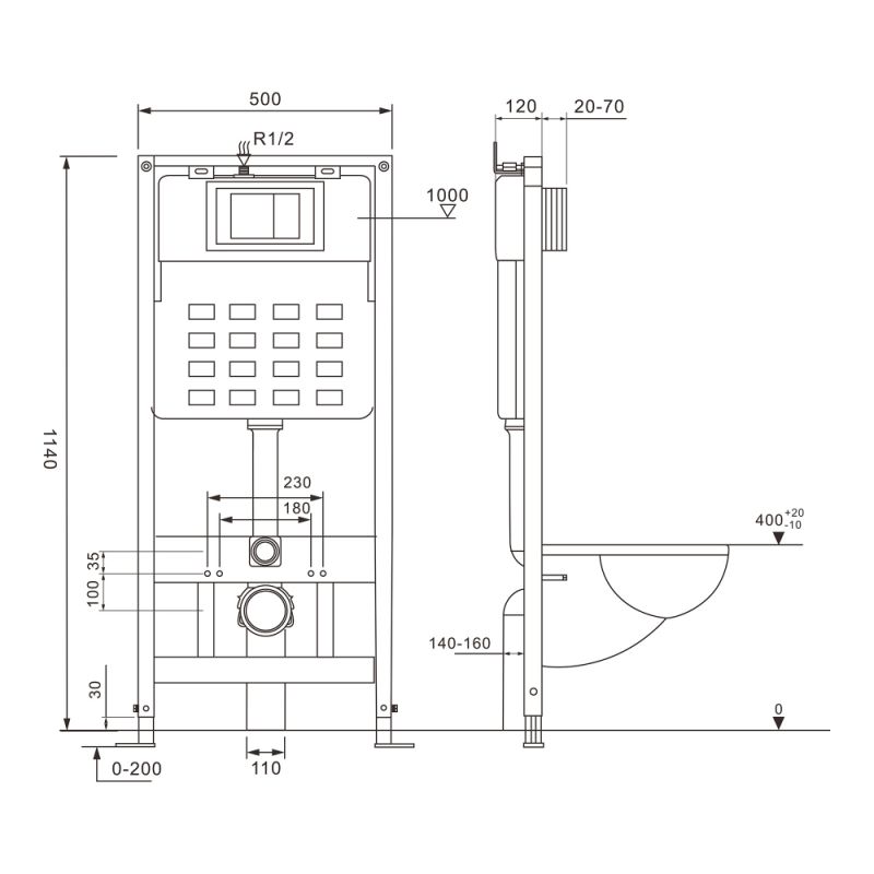 Инсталляция ABBER AC0105 для подвесного унитаза