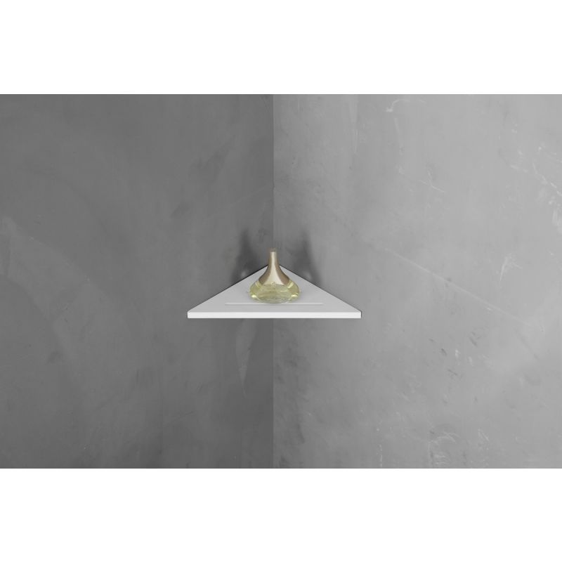 Угловая полочка для ванной комнаты ABBER Stein AS1652 белая матовая