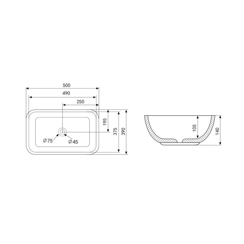 Раковина накладная ABBER Rechteck AC2202MW белая матовая