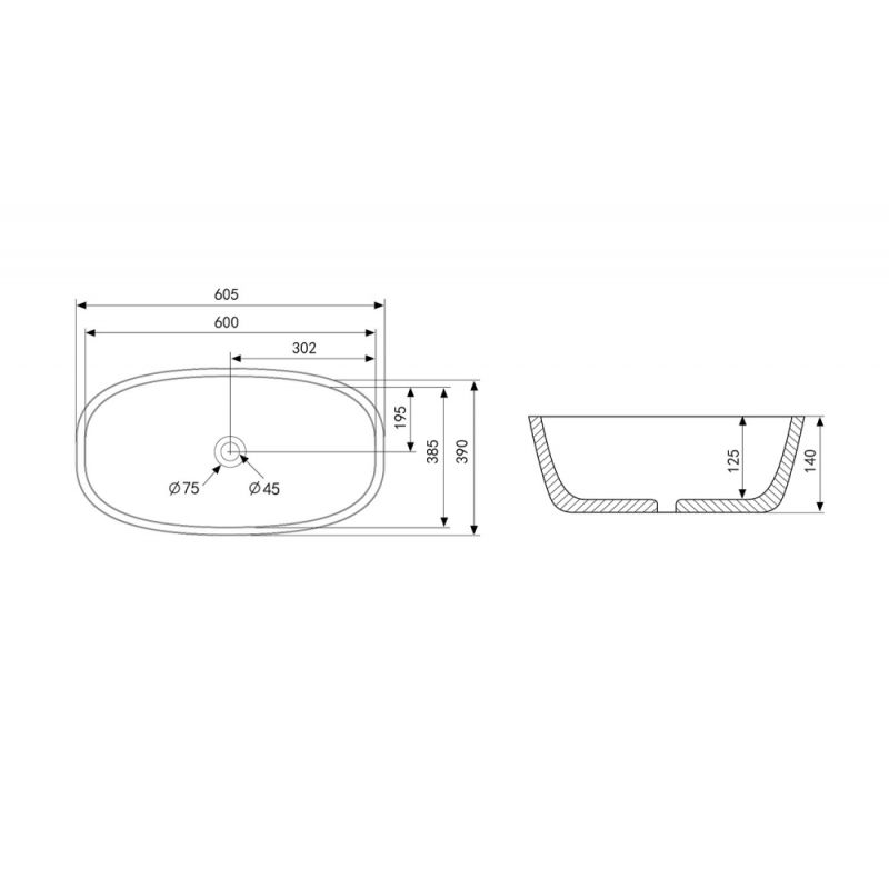 Раковина накладная ABBER Rechteck AC2206MW белая матовая