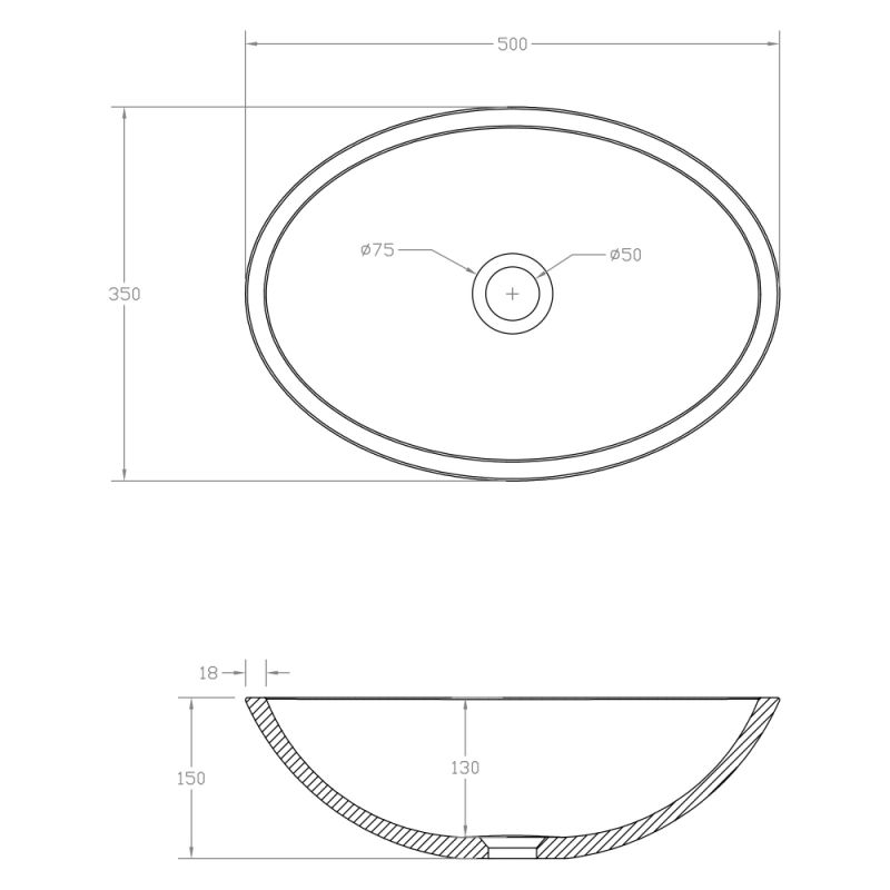 Раковина накладная карбоновая ABBER Karbon AK2042 черная