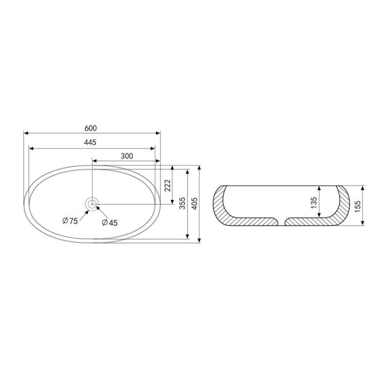 Раковина накладная ABBER Bequem AC2102MW белая матовая