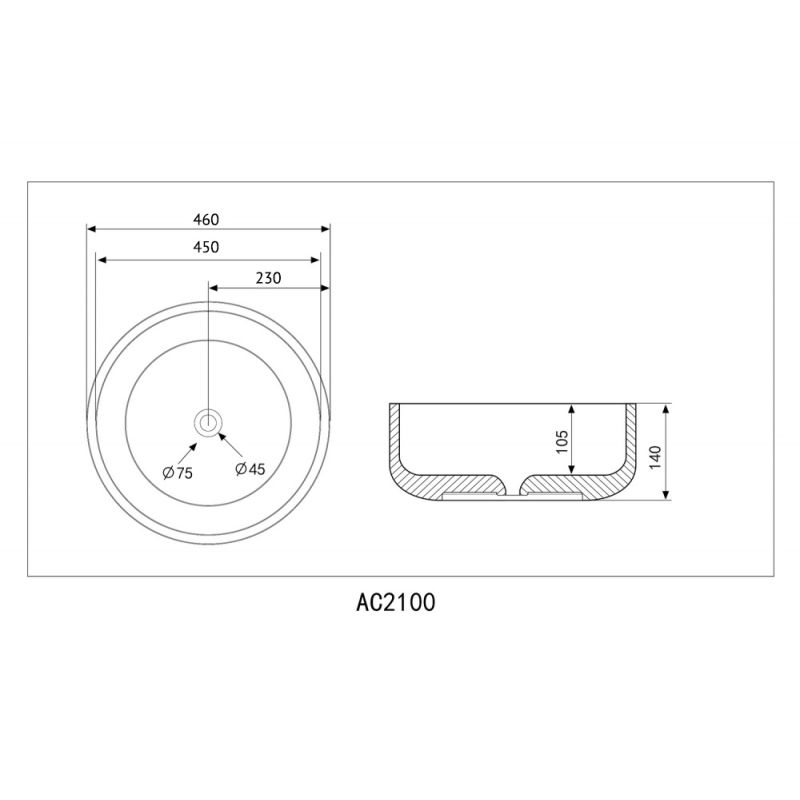 Раковина накладная ABBER Bequem AC2100MB черная матовая
