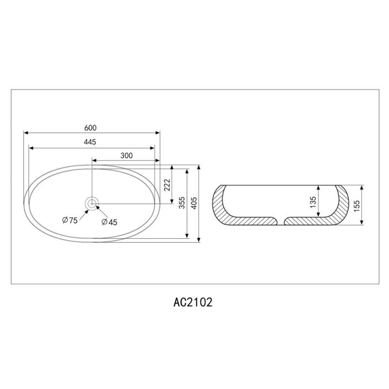 Раковина накладная ABBER Bequem AC2102MB черная матовая