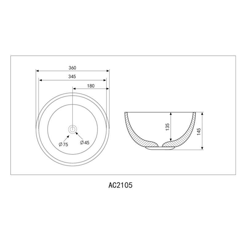 Раковина накладная ABBER Bequem AC2105 белая
