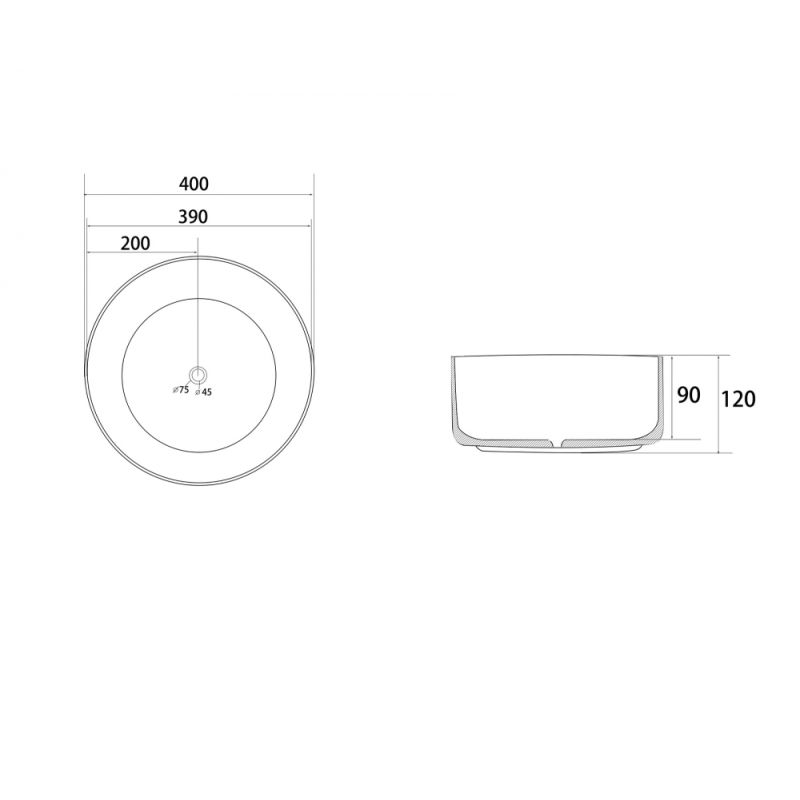 Раковина накладная ABBER Bequem AC2109BG матовое золото с черным