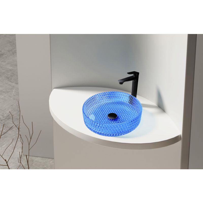 Раковина накладная стеклянная ABBER Glas AK2301DB синяя