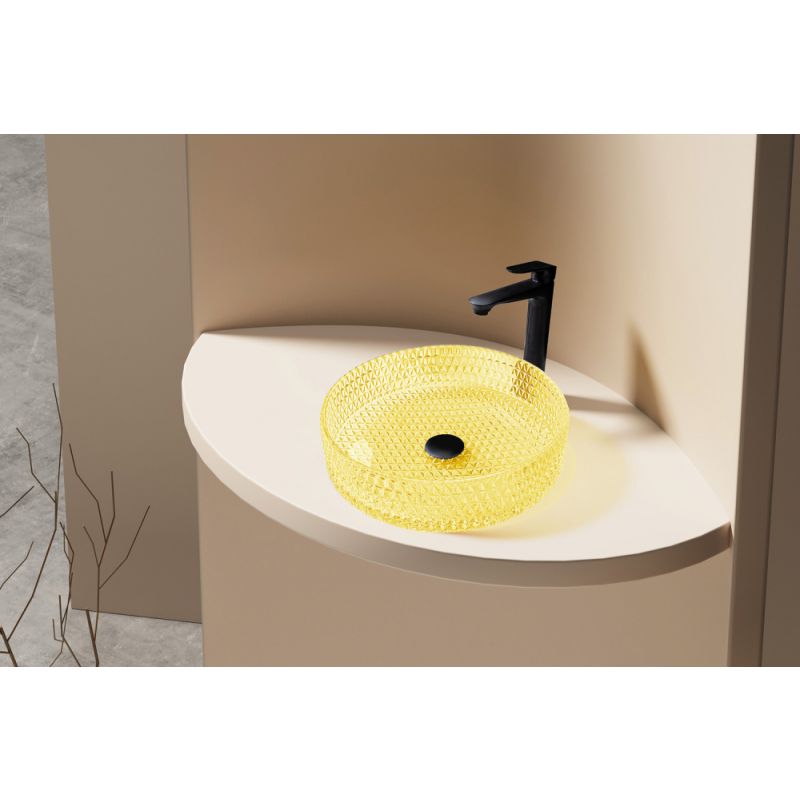 Раковина накладная стеклянная ABBER Glas AK2301Y желтая