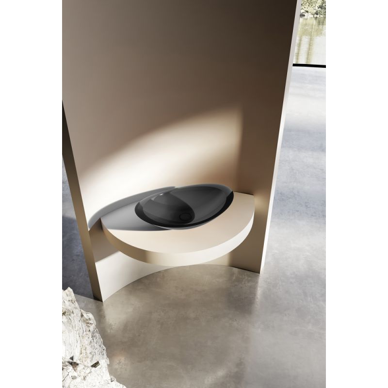 Раковина накладная прозрачная ABBER Kristall AT2808Onyx черная