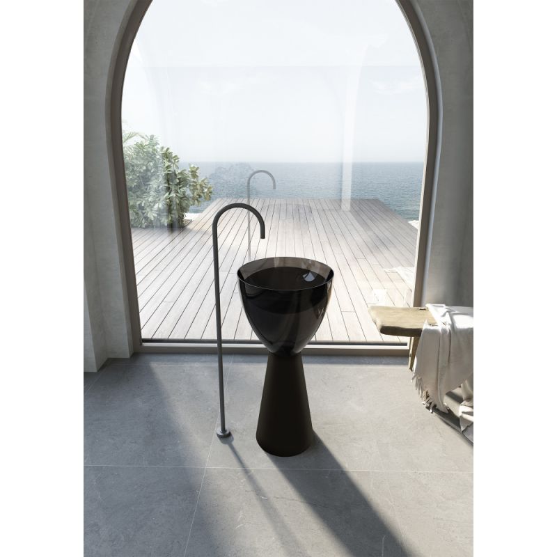 Раковина отдельностоящая прозрачная ABBER AT2703Onyx-Black черный/черный матовый