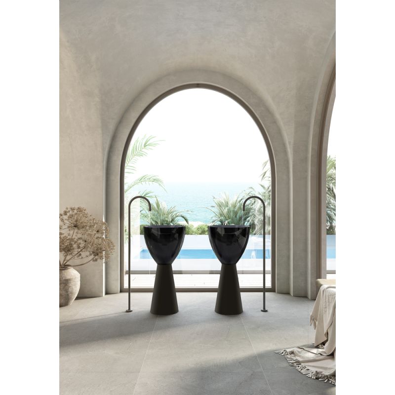 Раковина отдельностоящая прозрачная ABBER AT2703Onyx-Black черный/черный матовый