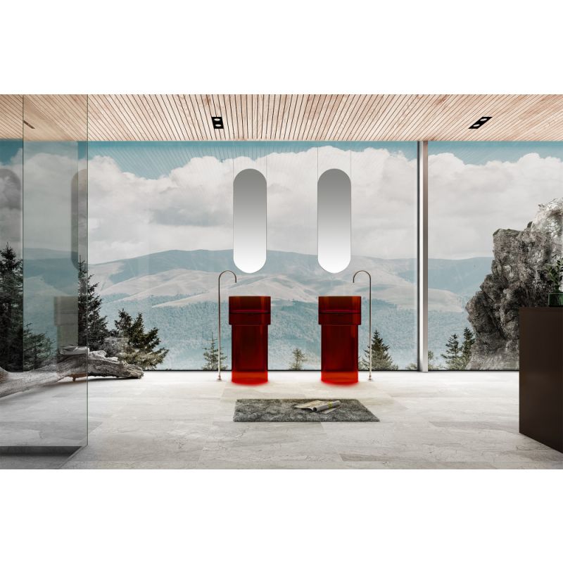 Раковина отдельностоящая прозрачная ABBER Kristall AT2701Rubin-H красная