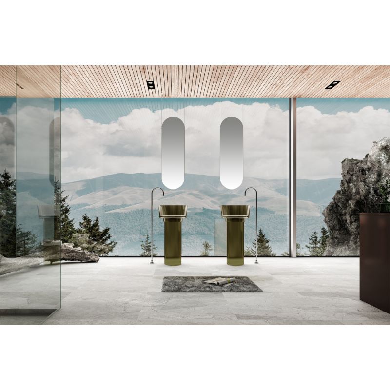 Раковина отдельностоящая прозрачная ABBER Kristall AT2702Vesuvian-H оливковая