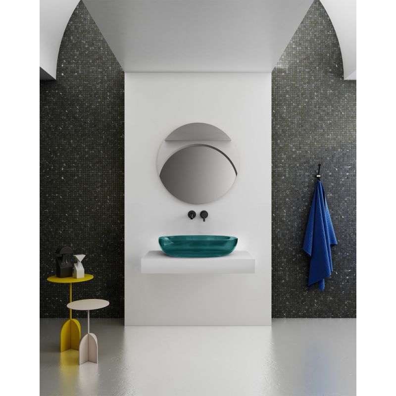 Раковина накладная прозрачная ABBER Kristall AT2801Aquamarin бирюзовая