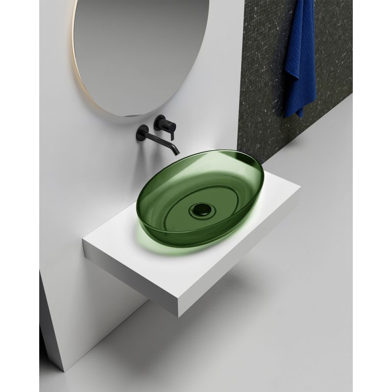 Раковина накладная прозрачная ABBER Kristall AT2801Emerald зеленая