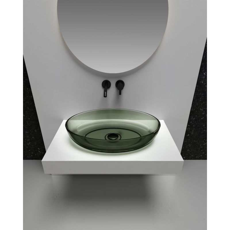 Раковина накладная прозрачная ABBER Kristall AT2801Vesuvian оливковая