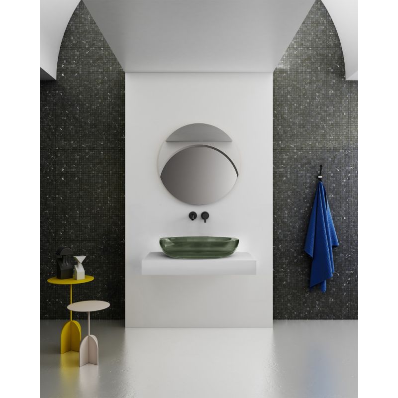 Раковина накладная прозрачная ABBER Kristall AT2801Vesuvian оливковая