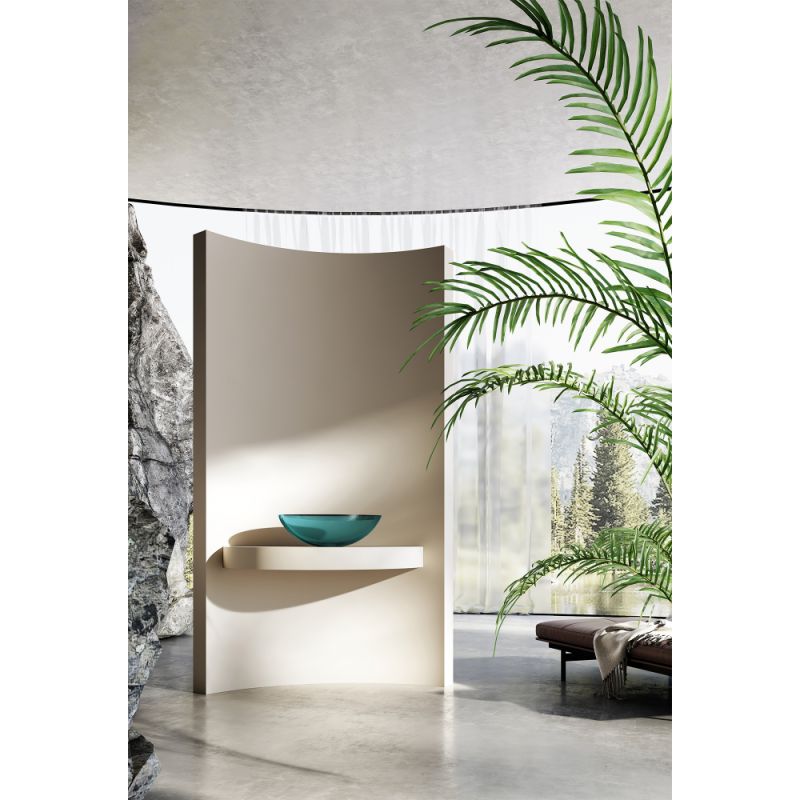 Раковина накладная прозрачная ABBER Kristall AT2802Aquamarin бирюзовая