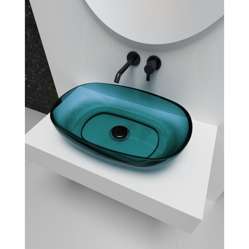 Раковина накладная прозрачная ABBER Kristall AT2805Aquamarin бирюзовая