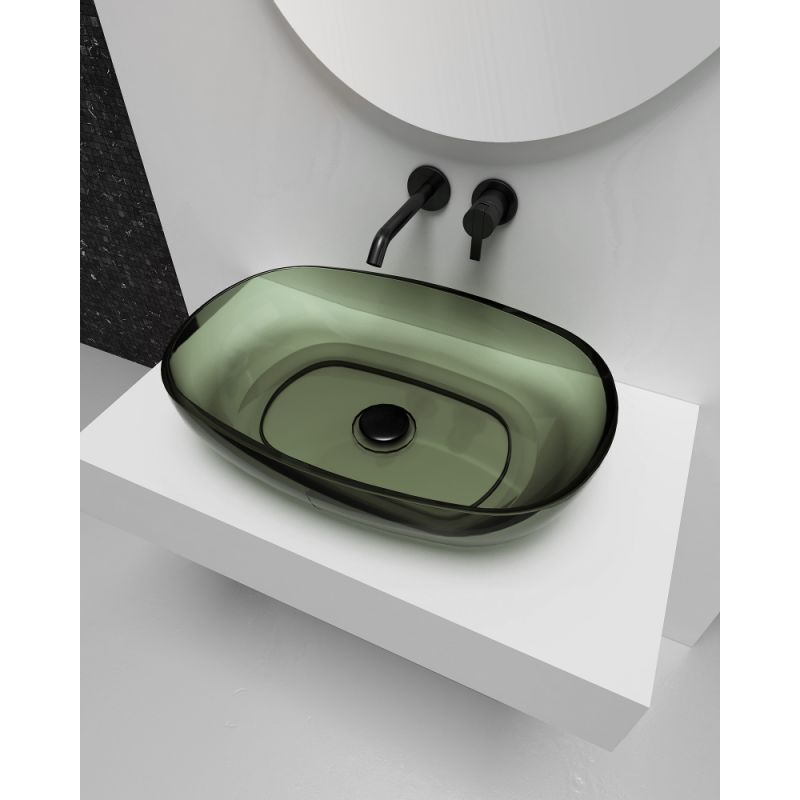 Раковина накладная прозрачная ABBER Kristall AT2805Vesuvian оливковая