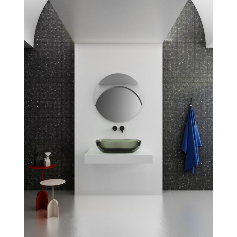 Раковина накладная прозрачная ABBER Kristall AT2805Vesuvian оливковая