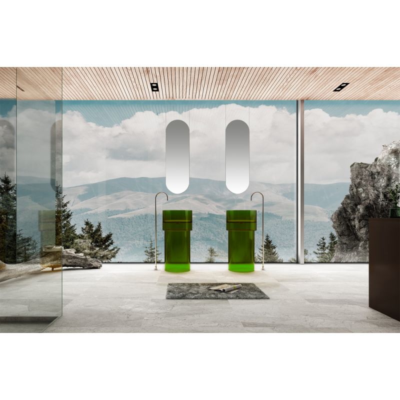 Раковина отдельностоящая прозрачная ABBER Kristall AT2701Emerald-H зеленая