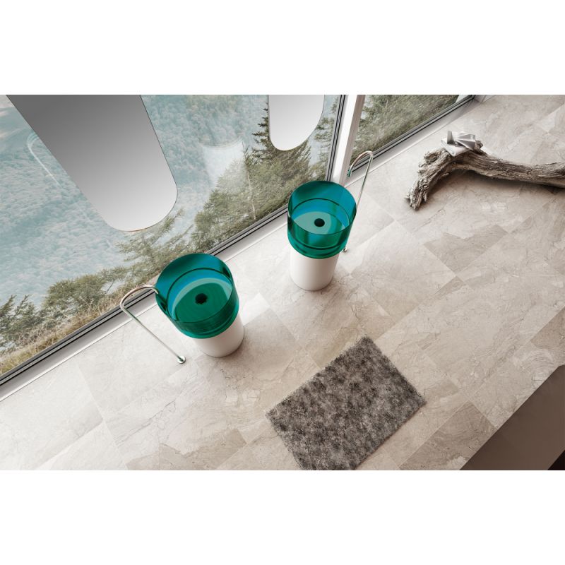 Раковина отдельностоящая прозрачная ABBER Kristall AT2701White-Aquamarin-H белый/бирюзовый