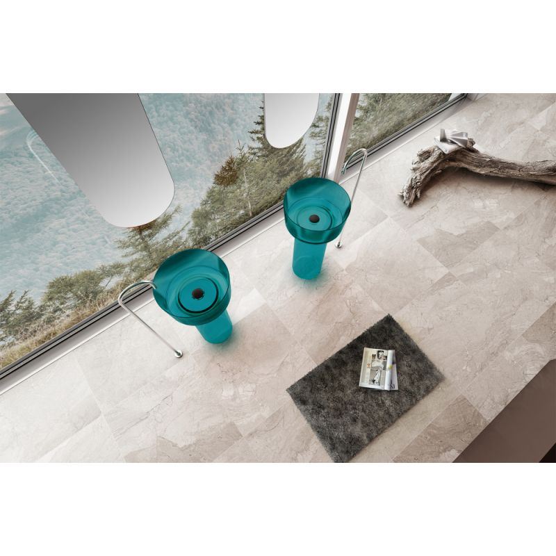 Раковина отдельностоящая прозрачная ABBER Kristall AT2702Aquamarin бирюзовая