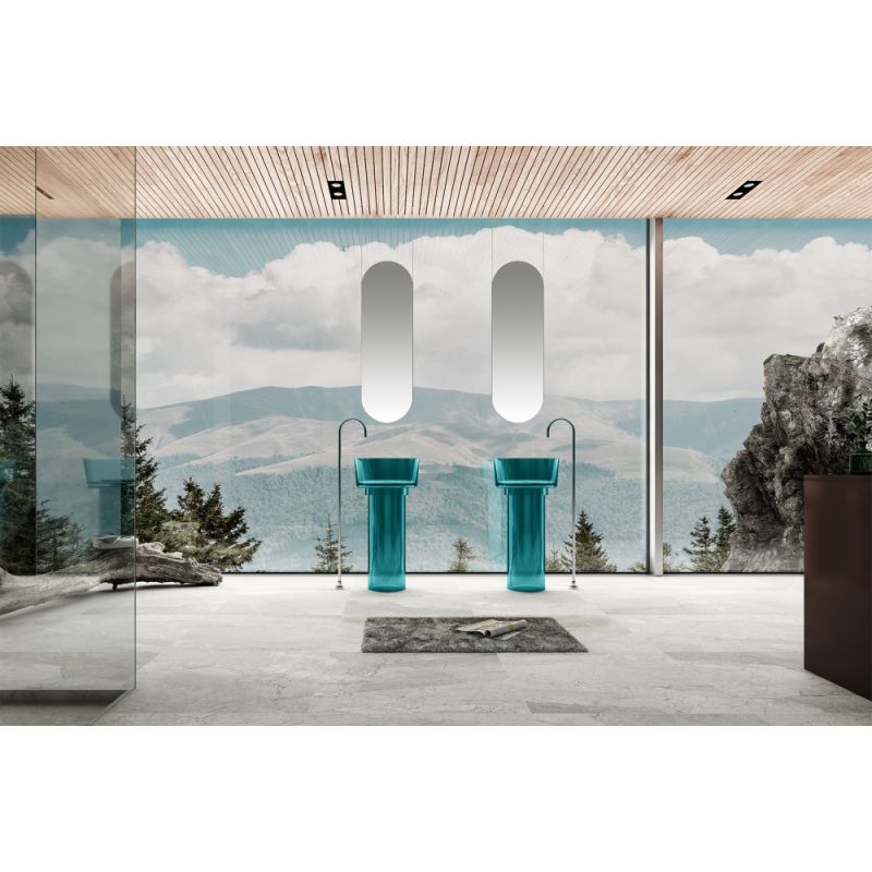 Раковина отдельностоящая прозрачная ABBER Kristall AT2702Aquamarin-H бирюзовая