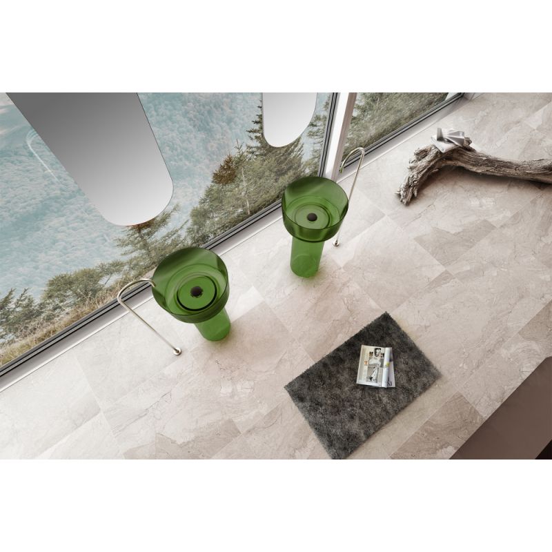 Раковина отдельностоящая прозрачная ABBER Kristall AT2702Emerald-H зеленая