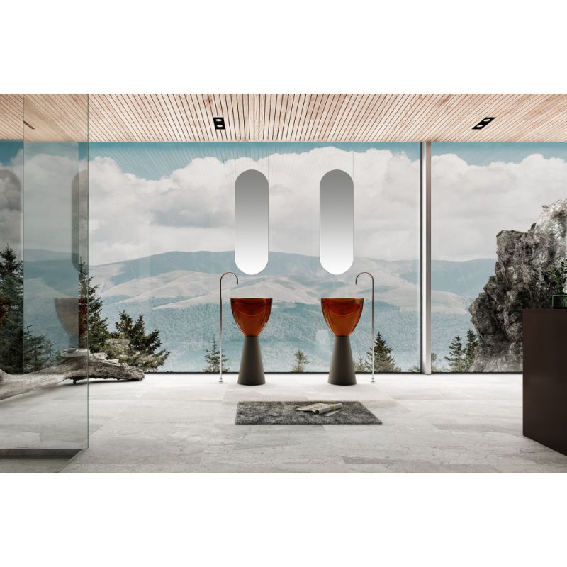 Раковина отдельностоящая прозрачная ABBER Kristall AT2703Black-Opal черный/коричневый