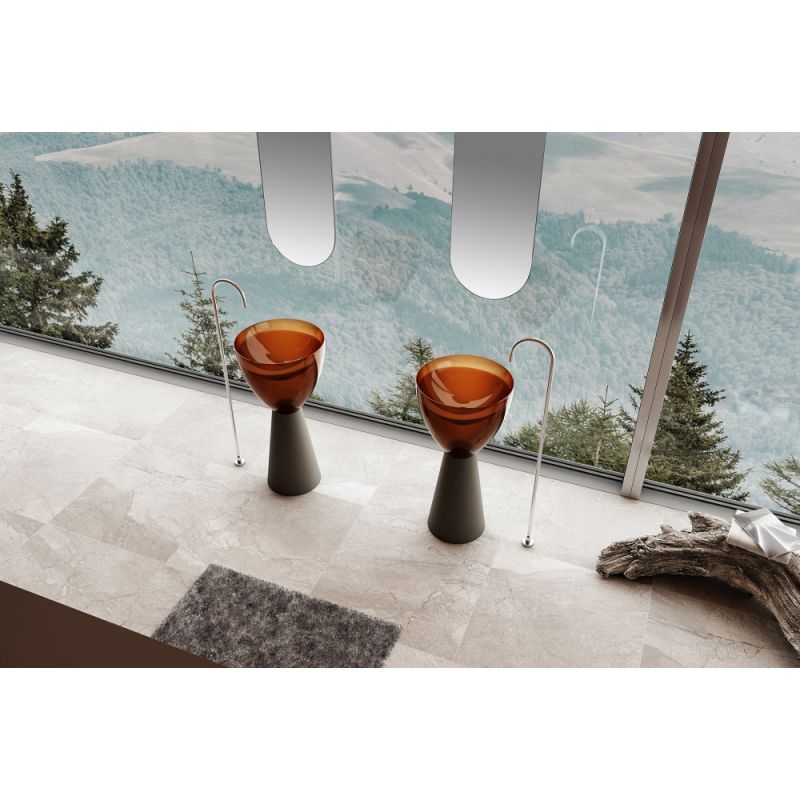 Раковина отдельностоящая прозрачная ABBER Kristall AT2703Black-Opal черный/коричневый