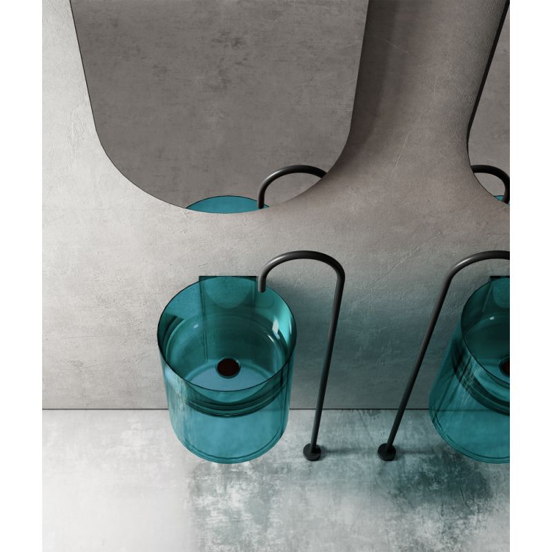 Раковина подвесная прозрачная ABBER Kristall AT2704Aquamarin бирюзовая