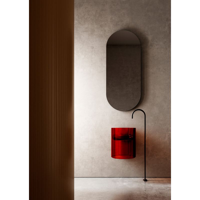 Раковина подвесная прозрачная ABBER Kristall AT2704Rubin красная