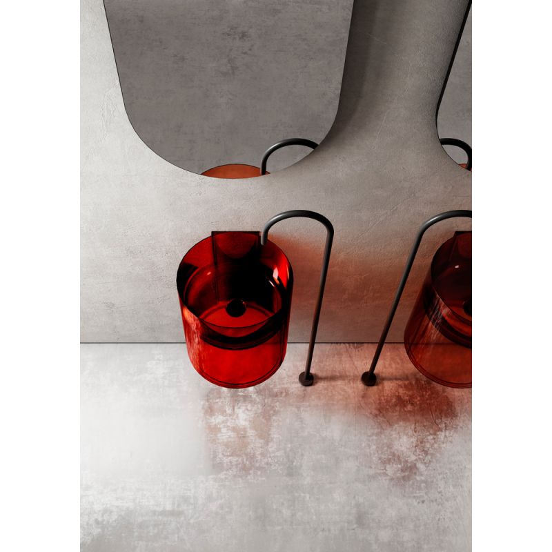 Раковина подвесная прозрачная ABBER Kristall AT2704Rubin красная