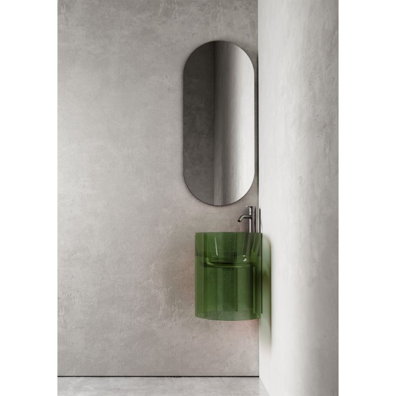 Раковина подвесная прозрачная угловая ABBER Kristall AT2705Emerald зеленая