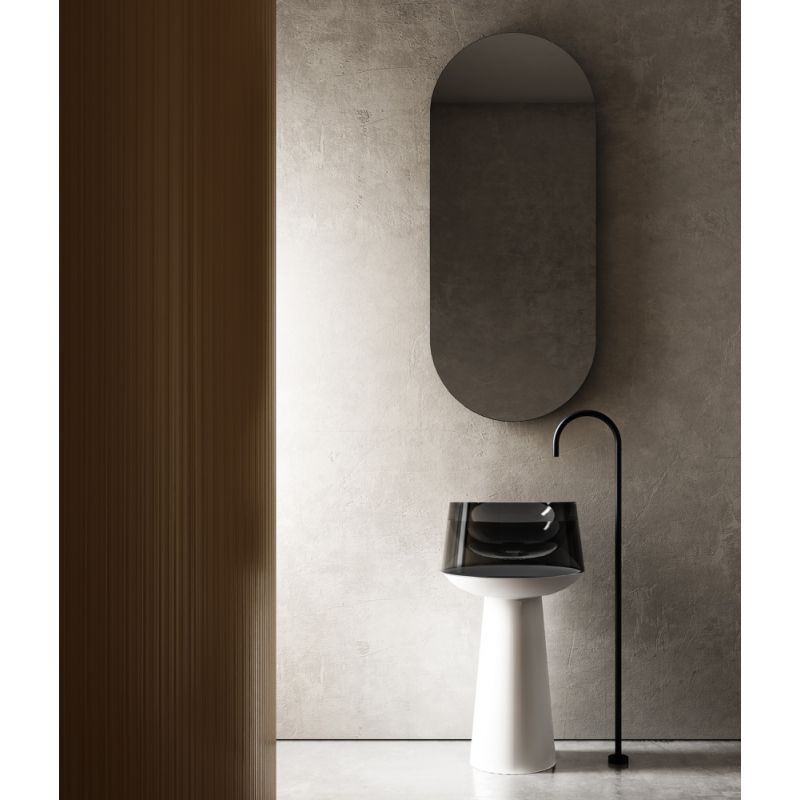 Раковина отдельностоящая прозрачная ABBER Kristall AT2706White-Onyx белый/черный