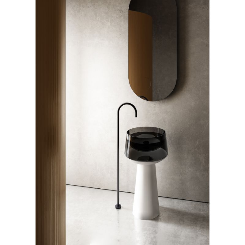 Раковина отдельностоящая прозрачная ABBER Kristall AT2706White-Onyx белый/черный