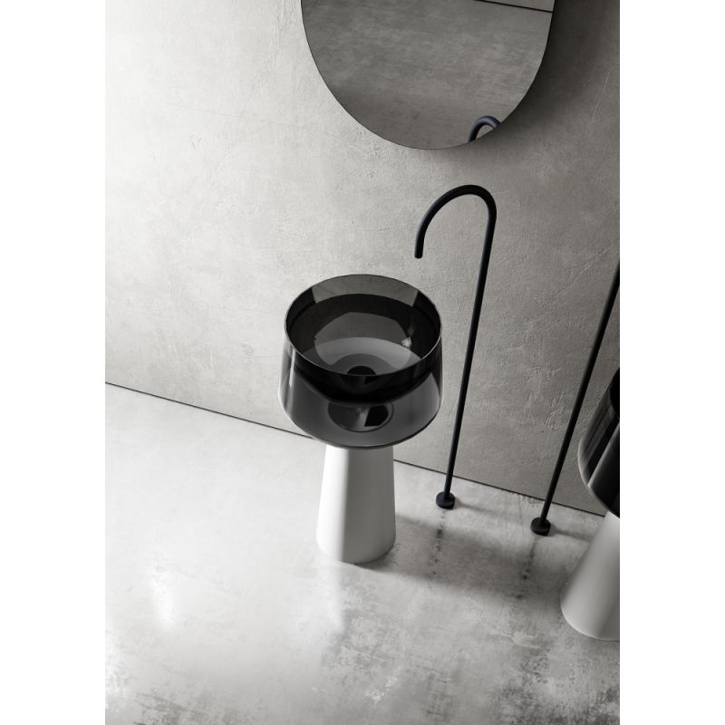 Раковина отдельностоящая прозрачная ABBER Kristall AT2706White-Onyx белый/черный