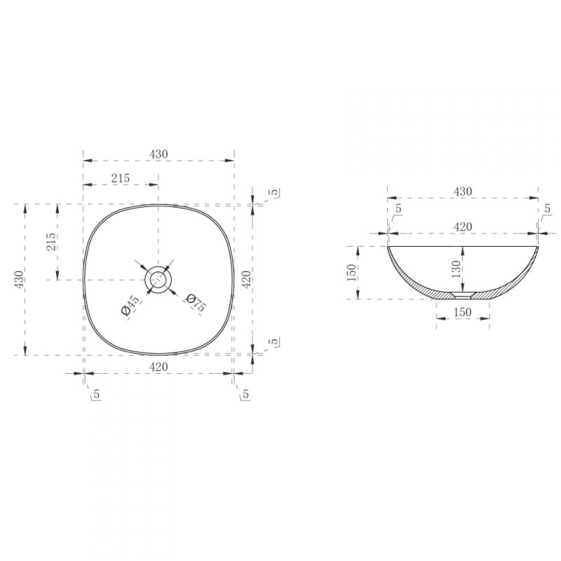 Раковина накладная прозрачная ABBER Kristall AT2806Opal
